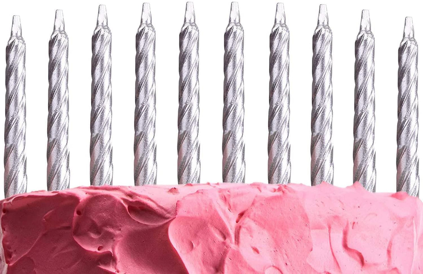 10Pcs Silver Candles - Birthday Cake Topper