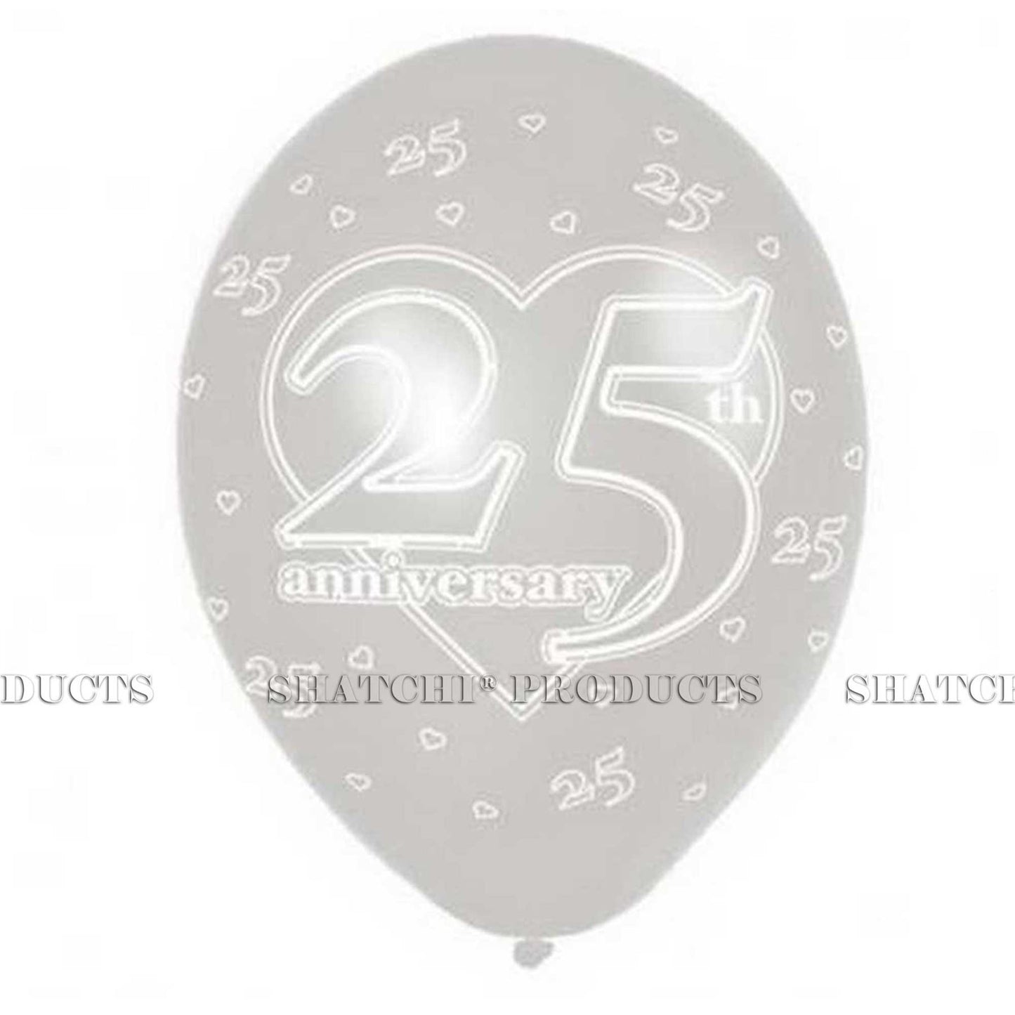 6-Pack 11" Silver Latex Balloons - 25th Birthday