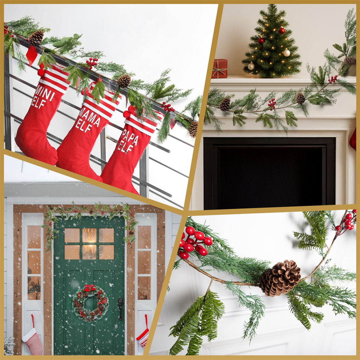 180CM CEDAR GARLAND WITH RED BERRY AND PINECONE