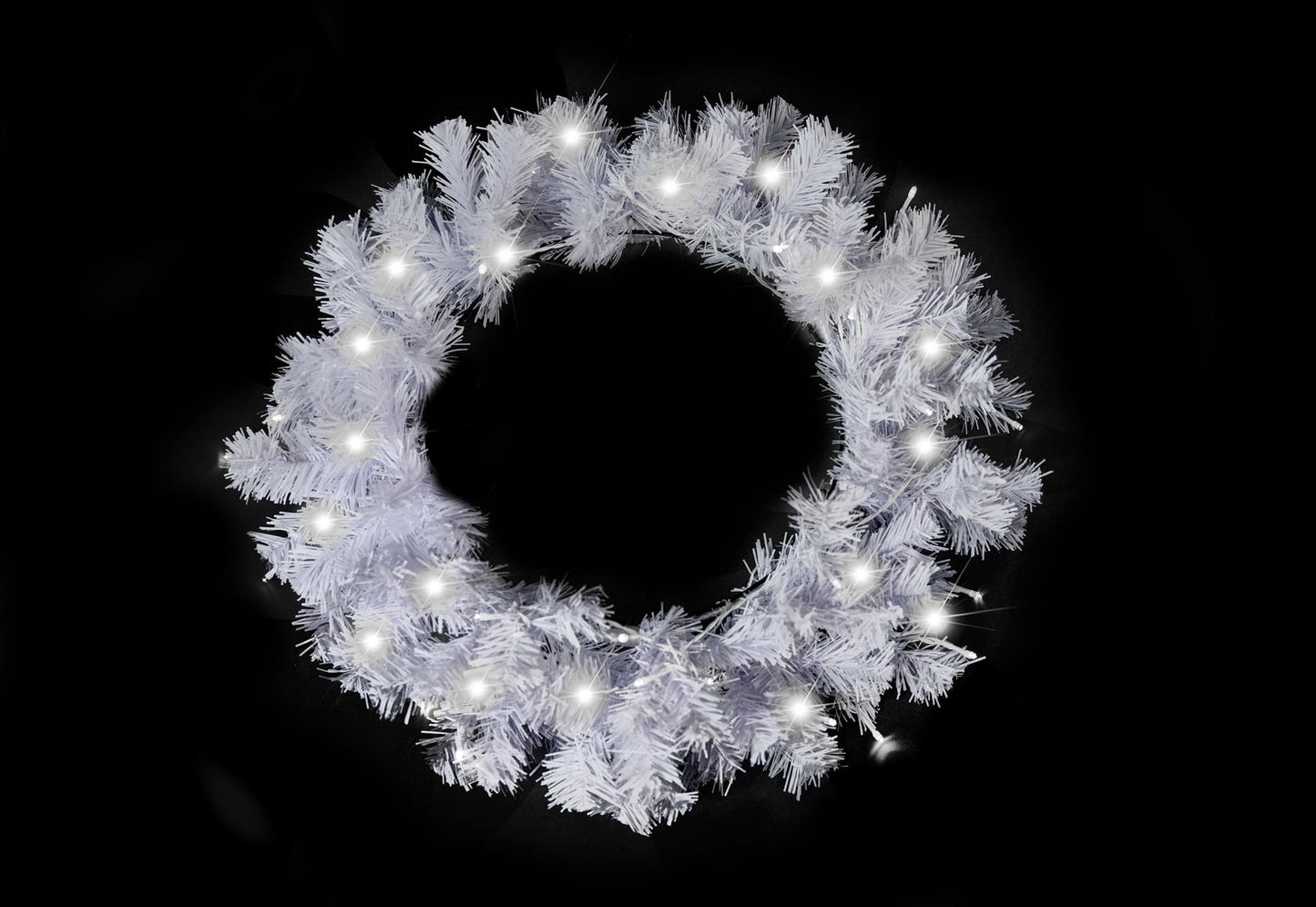 55cm White Wreath with Warm White LEDs