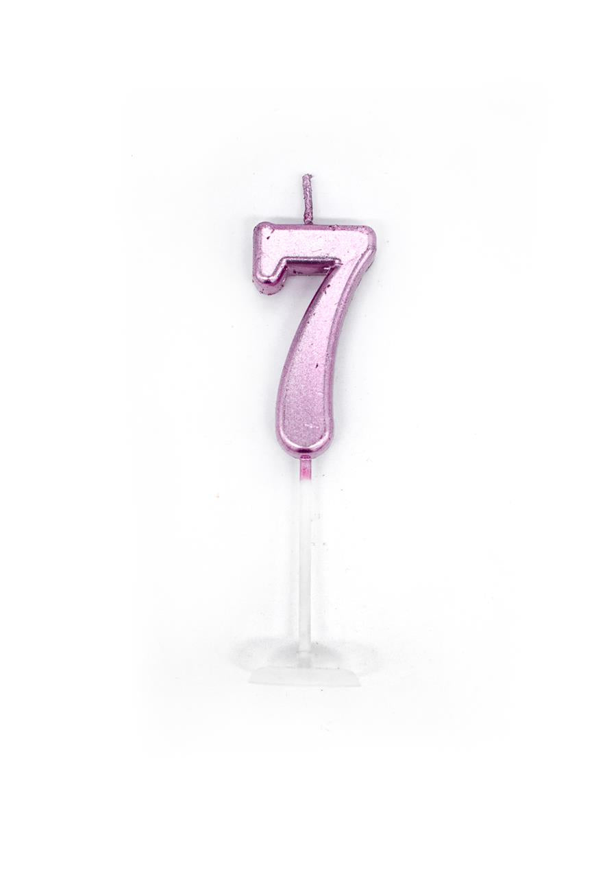 Pink Number 7 Candle