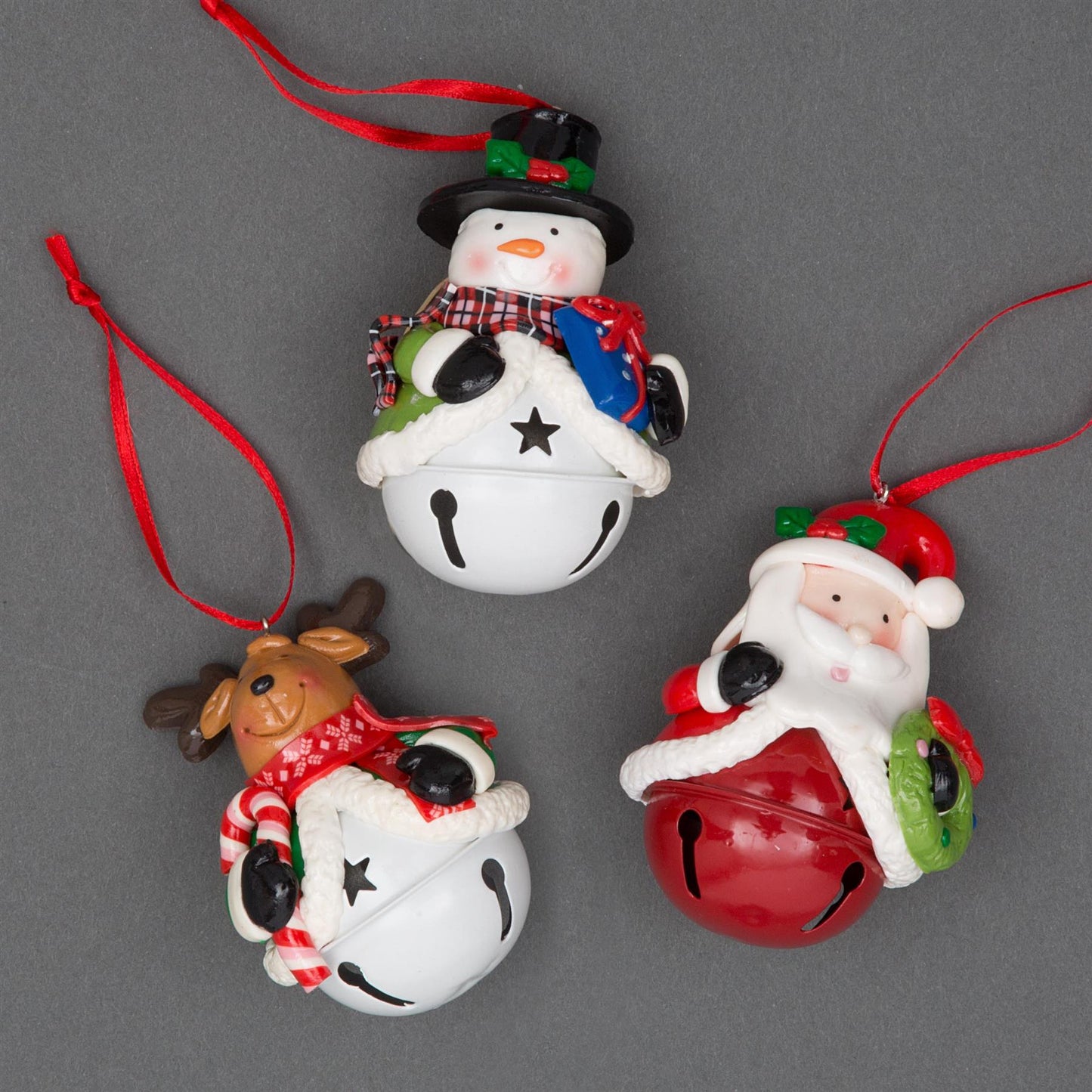 3 Ceramic Christmas Hanging Decoration Bells