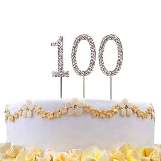 Silver Number 100 Cake Topper