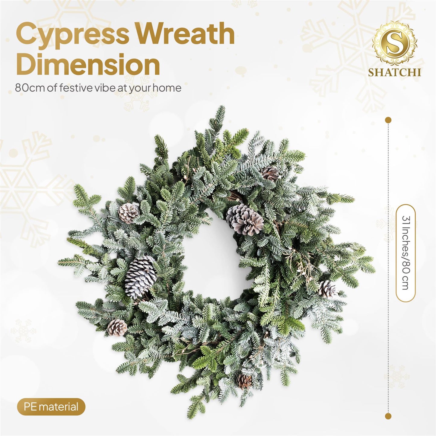80CM CYPRESS PINE WITH PINE CONES WREATH