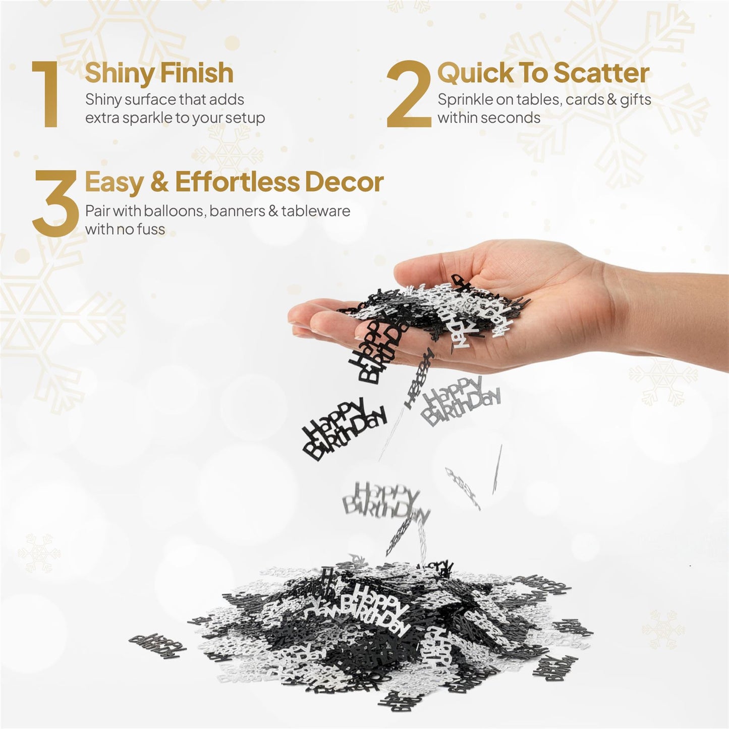 1 PK Happy Birthday Confetti Black & Silver, 14g