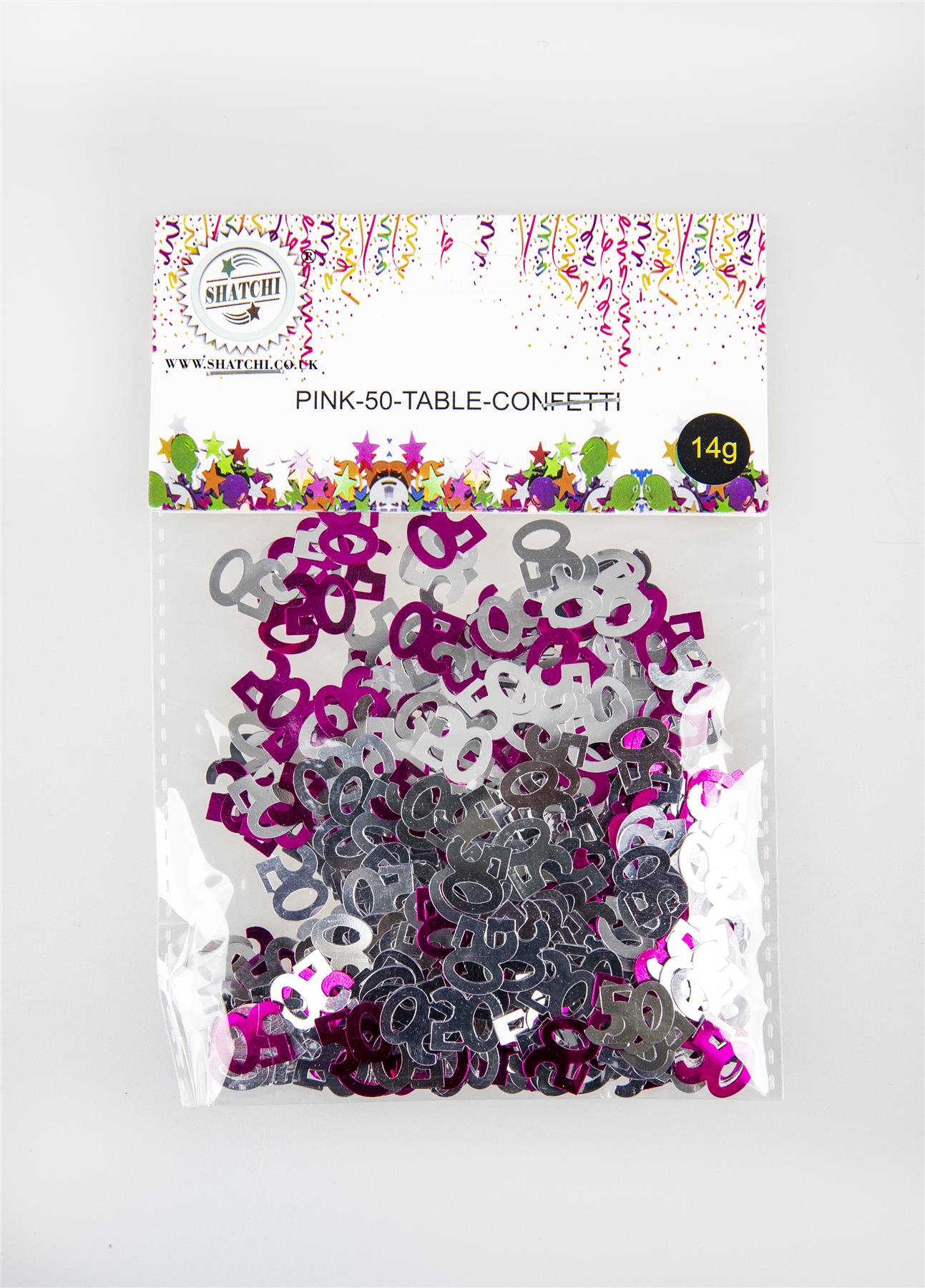 50th Confetti Pink & Silver 14G 1PK