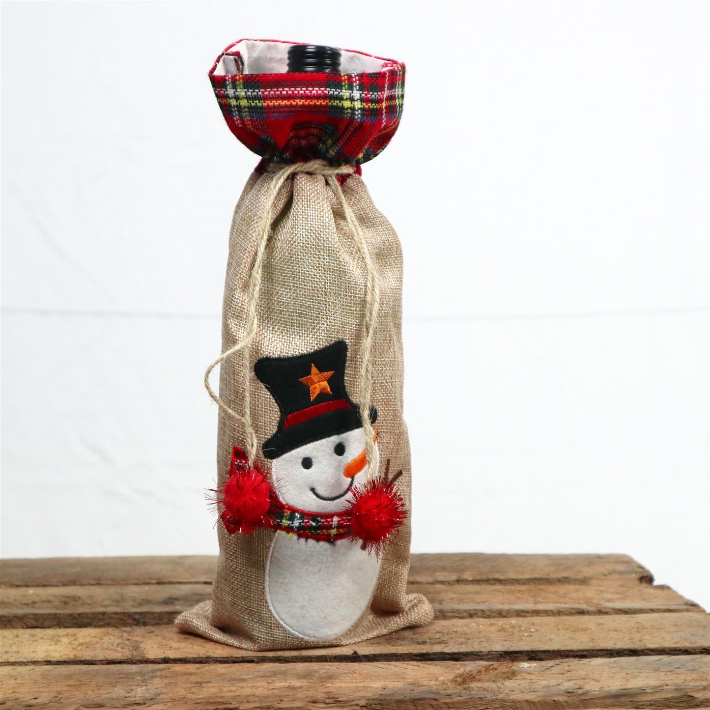 Christmas Snowman Wine Bottle Cover - 15x35cm