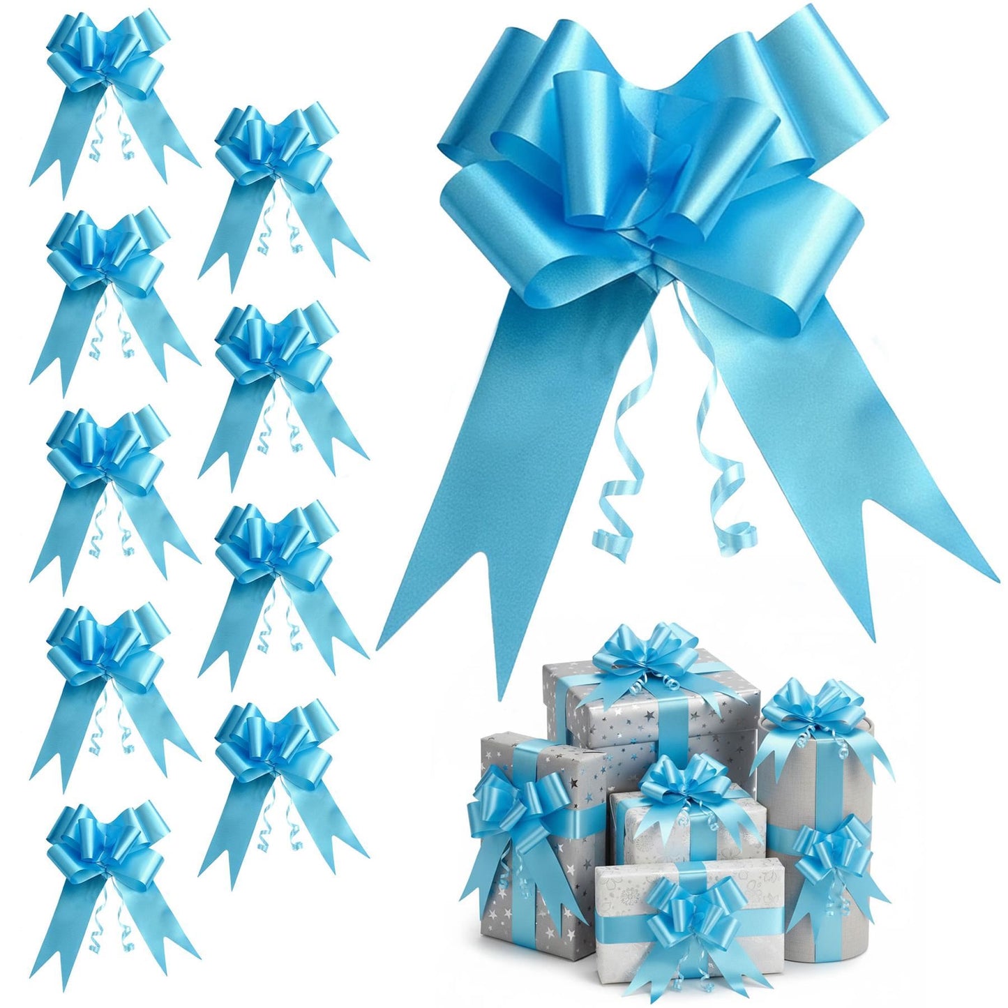 Shatchi 30pcs Pale Blue 30mm/3cm Pull Bows Gift Wrap & Hampers