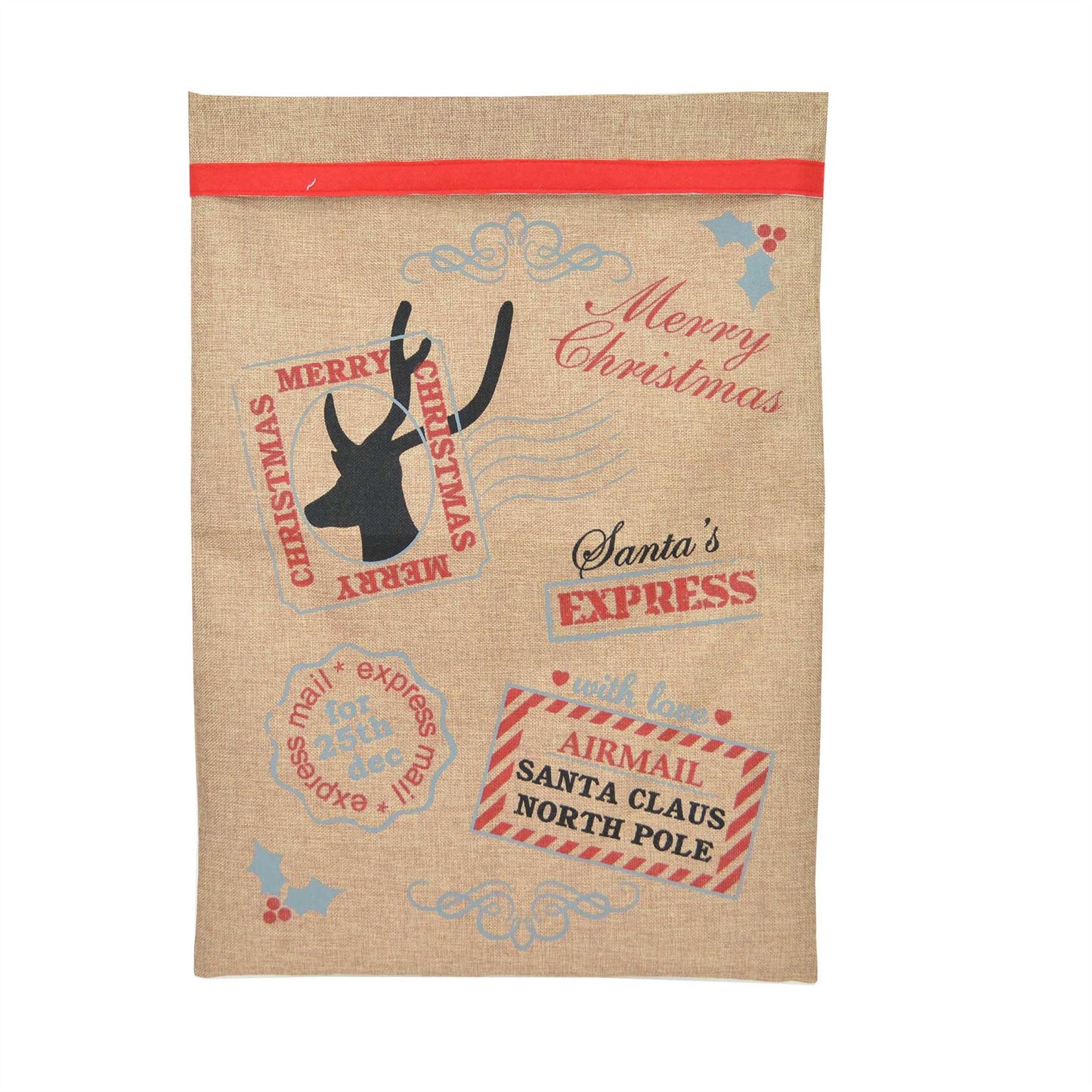 Large Brown Santa Christmas Sack Stocking 70x50cm