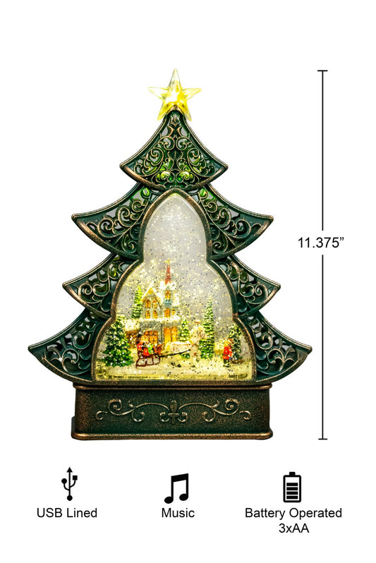 Christmas Tree Light-Up Nativity Snow Globe