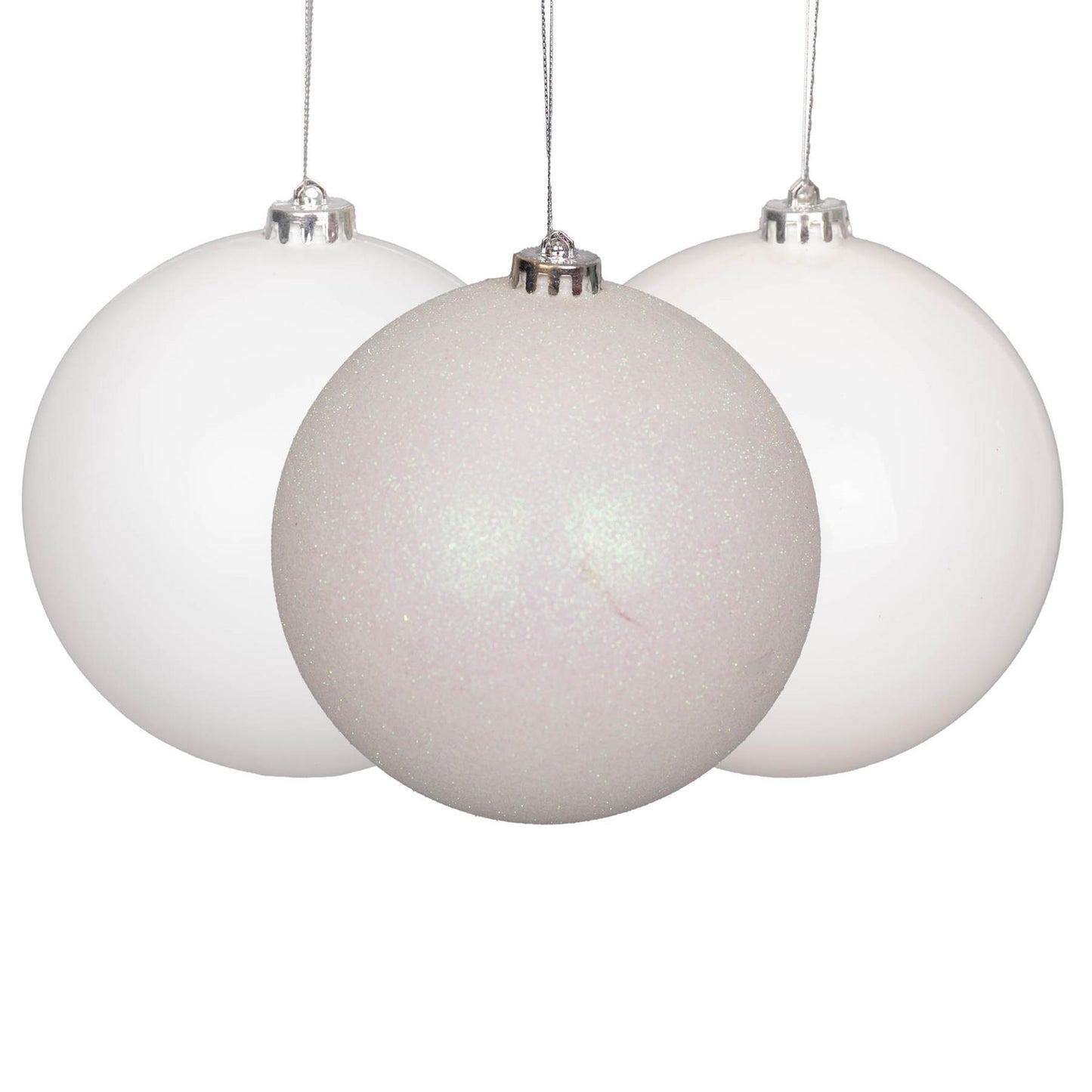 3 White Baubles (15cm)