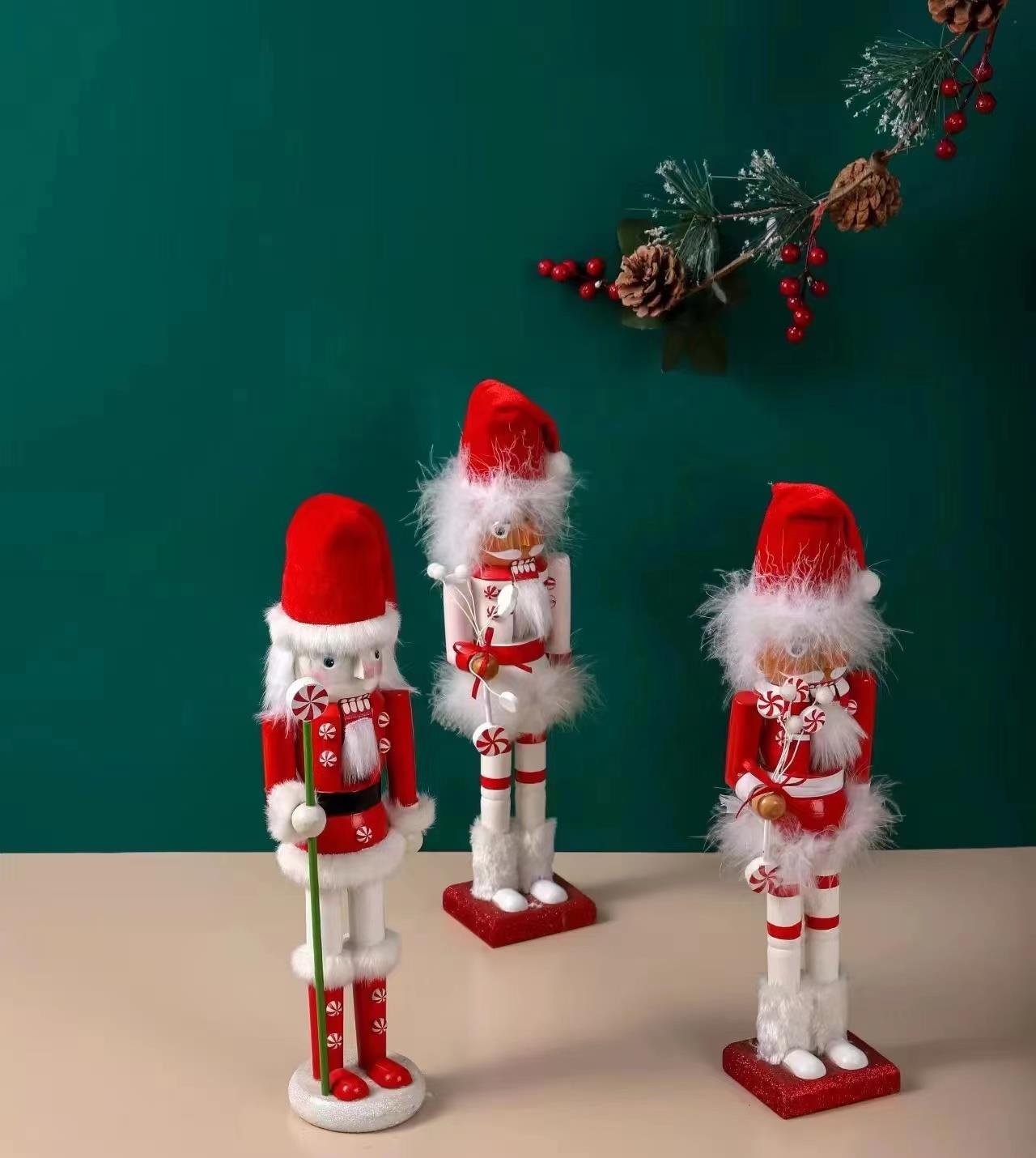 3 x Red & White Nutcrackers 38cm