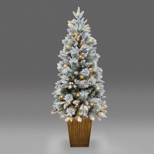 120cm Flocked Porch Tree with Plastic Pot