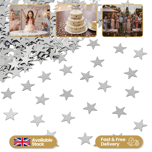 3 Packs of 14g Silver Star Confetti