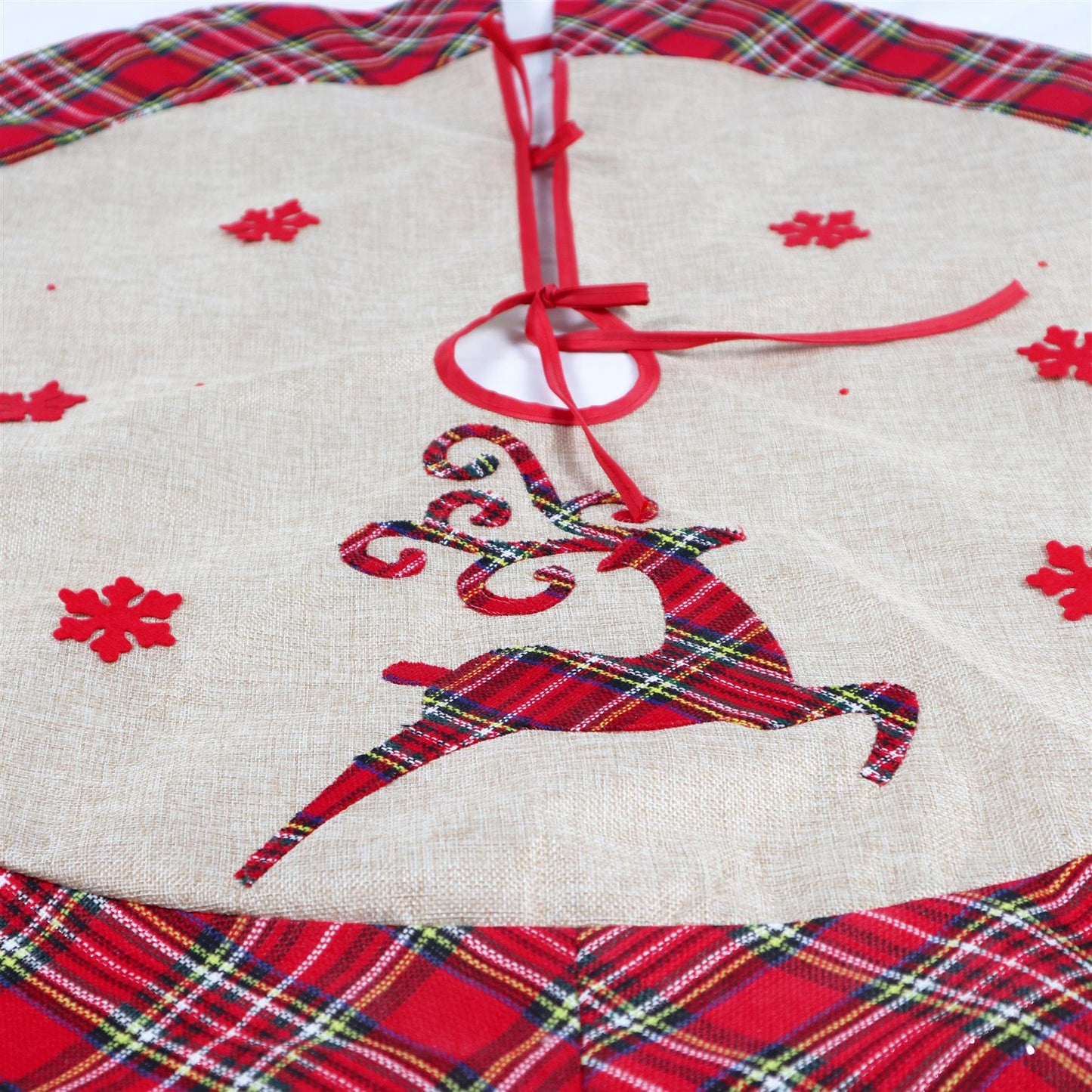 Christmas Tree Skirt with Reindeer Design - 86cm