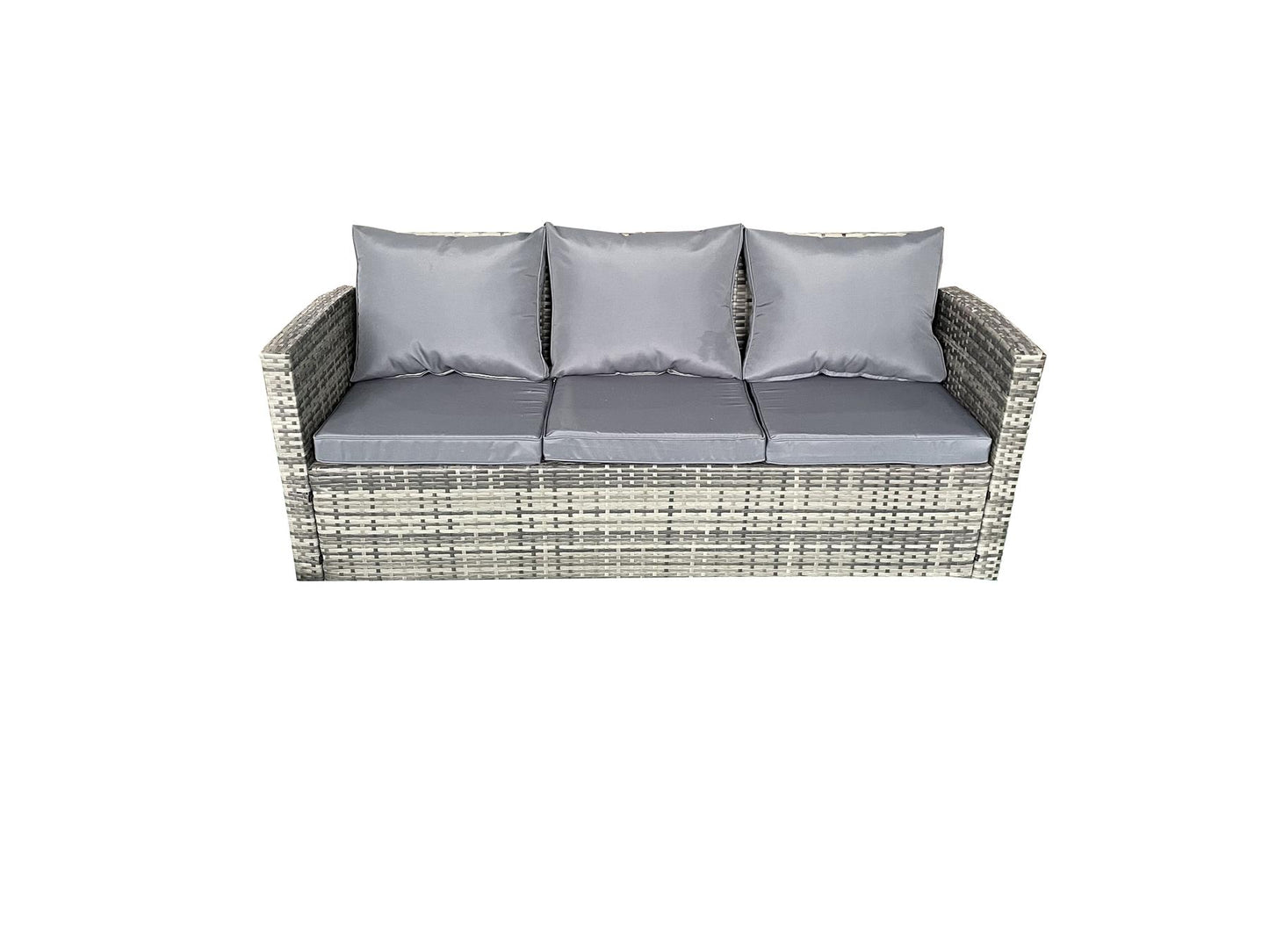 Grey Rattan Sofa Set (3 Seater, 2 Seater, 2 Chairs, 1 Storage Box, 1 Table)