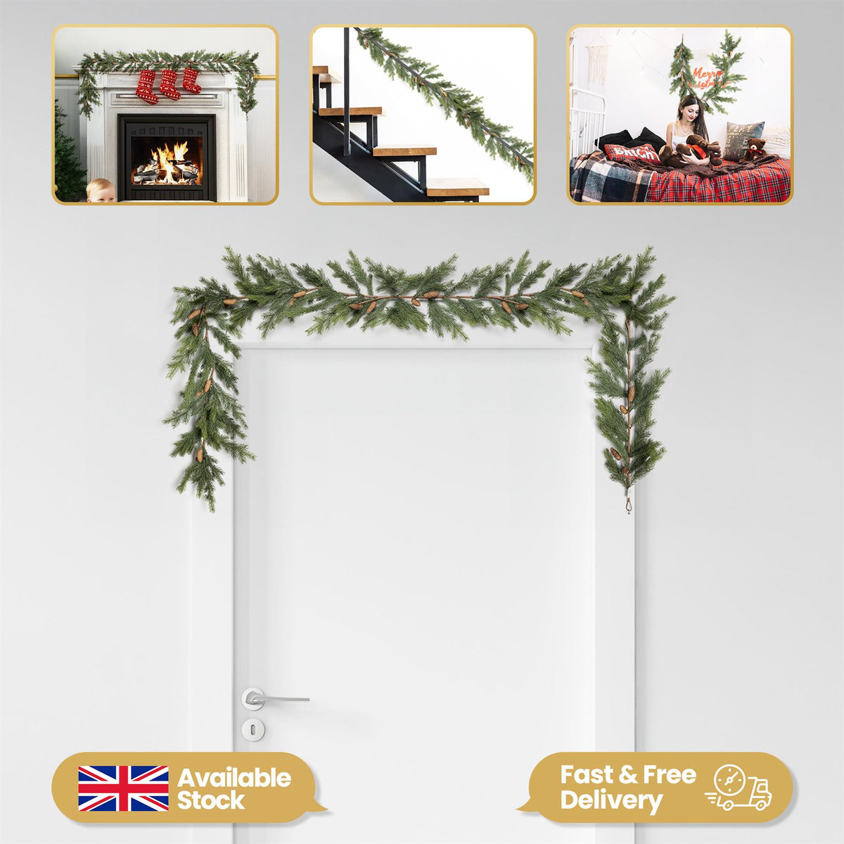 180CM FIR WITH PINE CONES GARLAND