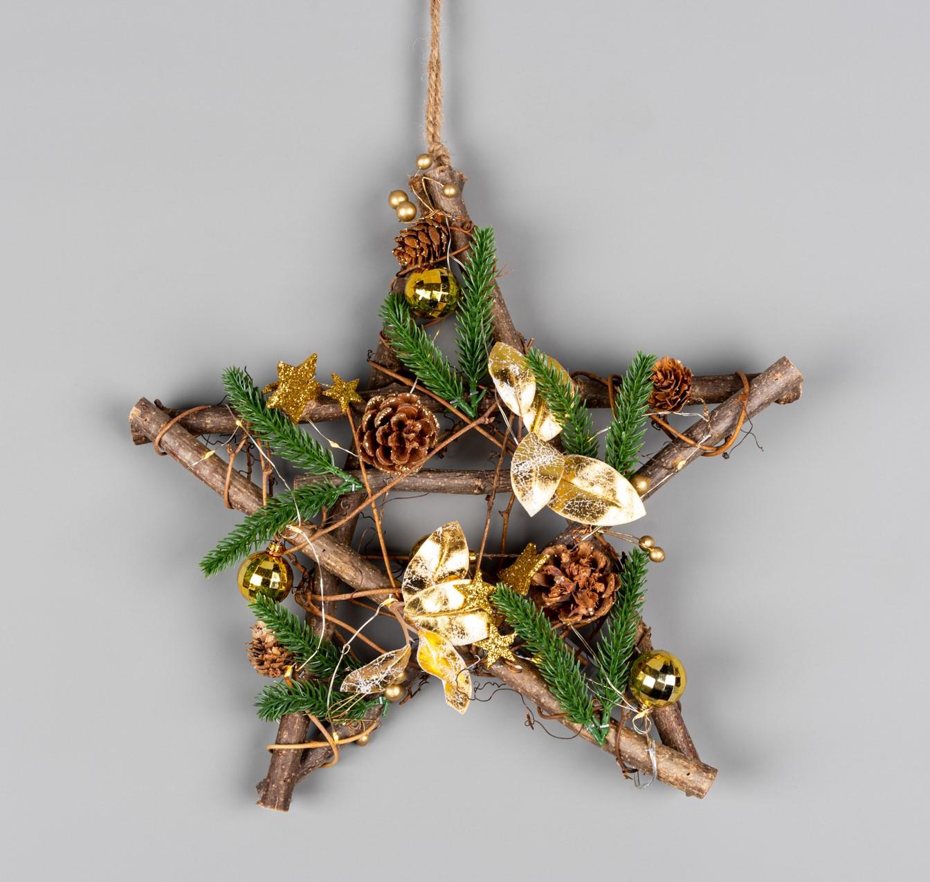 35cm LED Twig Hanging Star Goldation