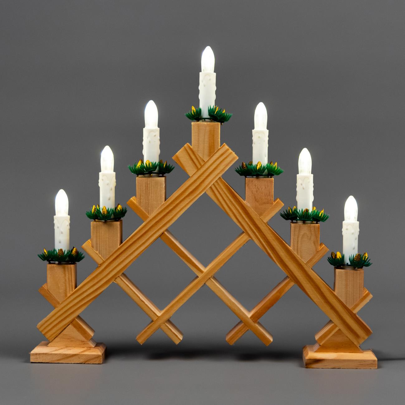 Wooden Candle Bridge Light - 7 Bulb