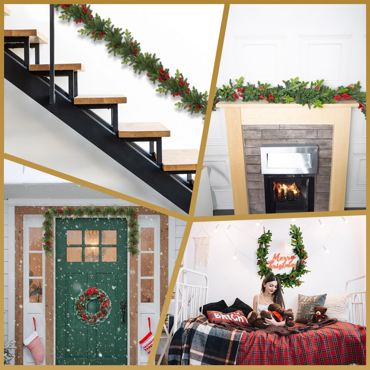 180CM FIR WITH BERRIES AND PINE CONES GARLAND