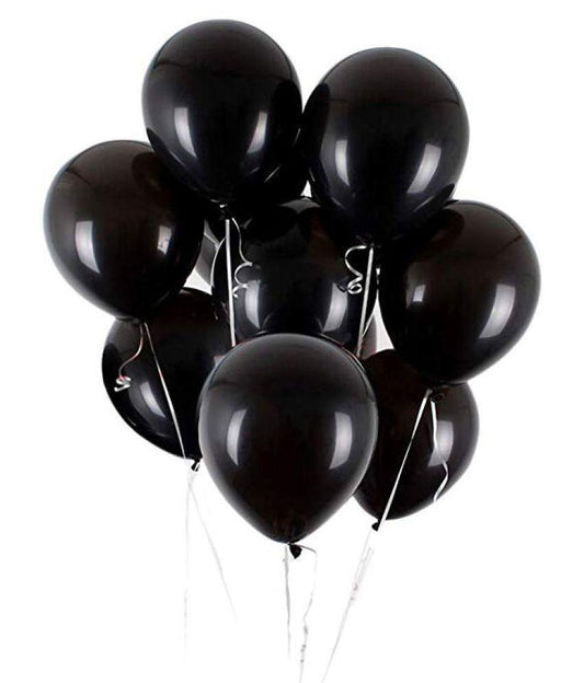 100 Metallic Black Balloons 12"