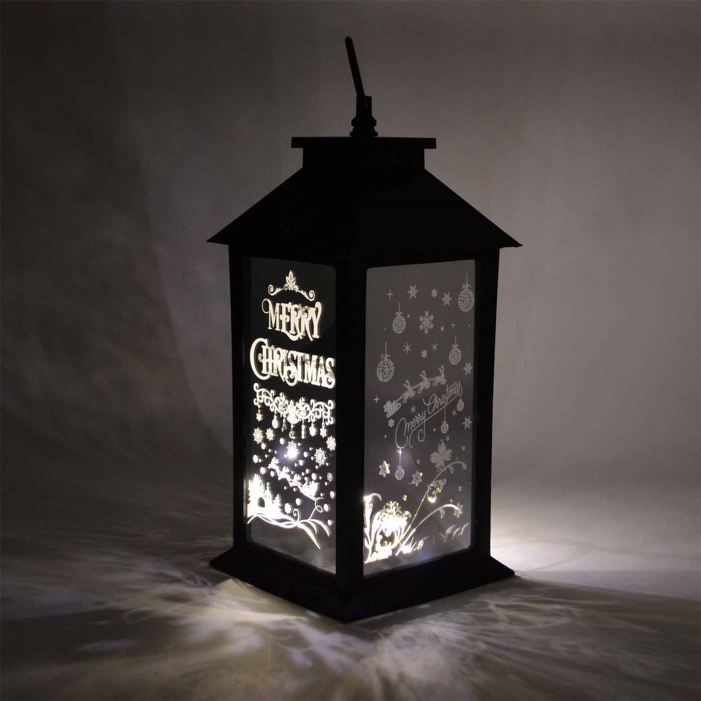 Christmas LED Lantern with Black Frame