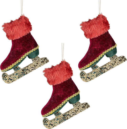 Ice Skate Burgundy Ornament - 11x12cm