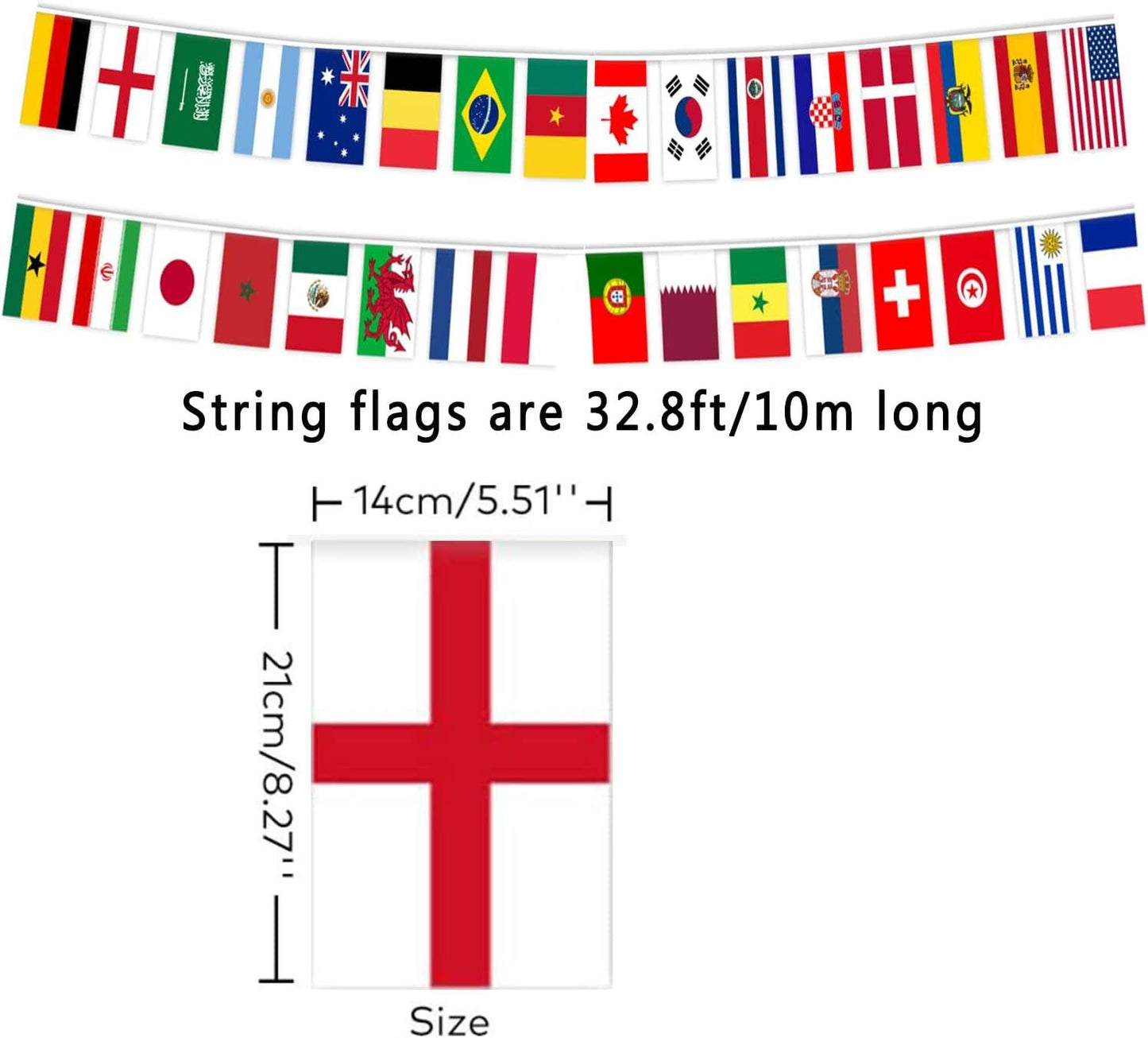 World Cup Party Pack Total 27Pcs (1x World Cup Flag ,10M Bunting and 25xAssorted Balloons)