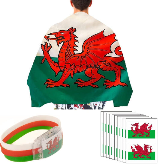 Football World Cup Party Accessory Set 42PCS Welsh Sleeve Flag Tattoo Bracelet