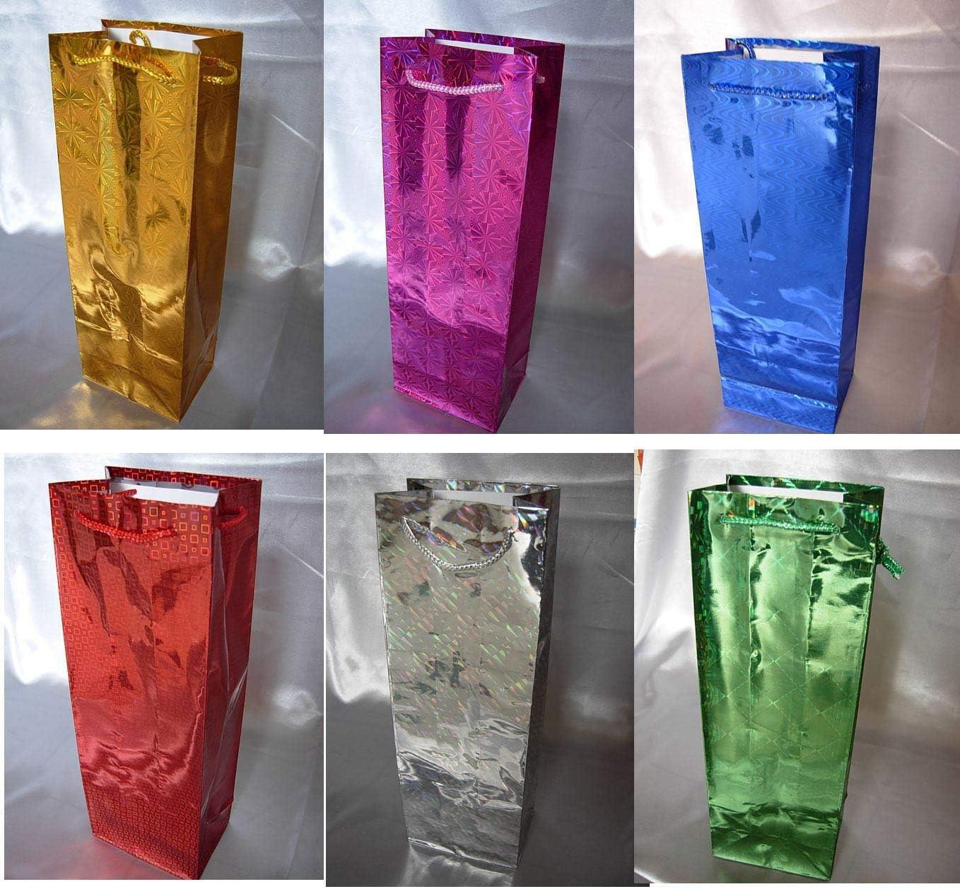 3 Holographic Gift Bags for Wine Bottles