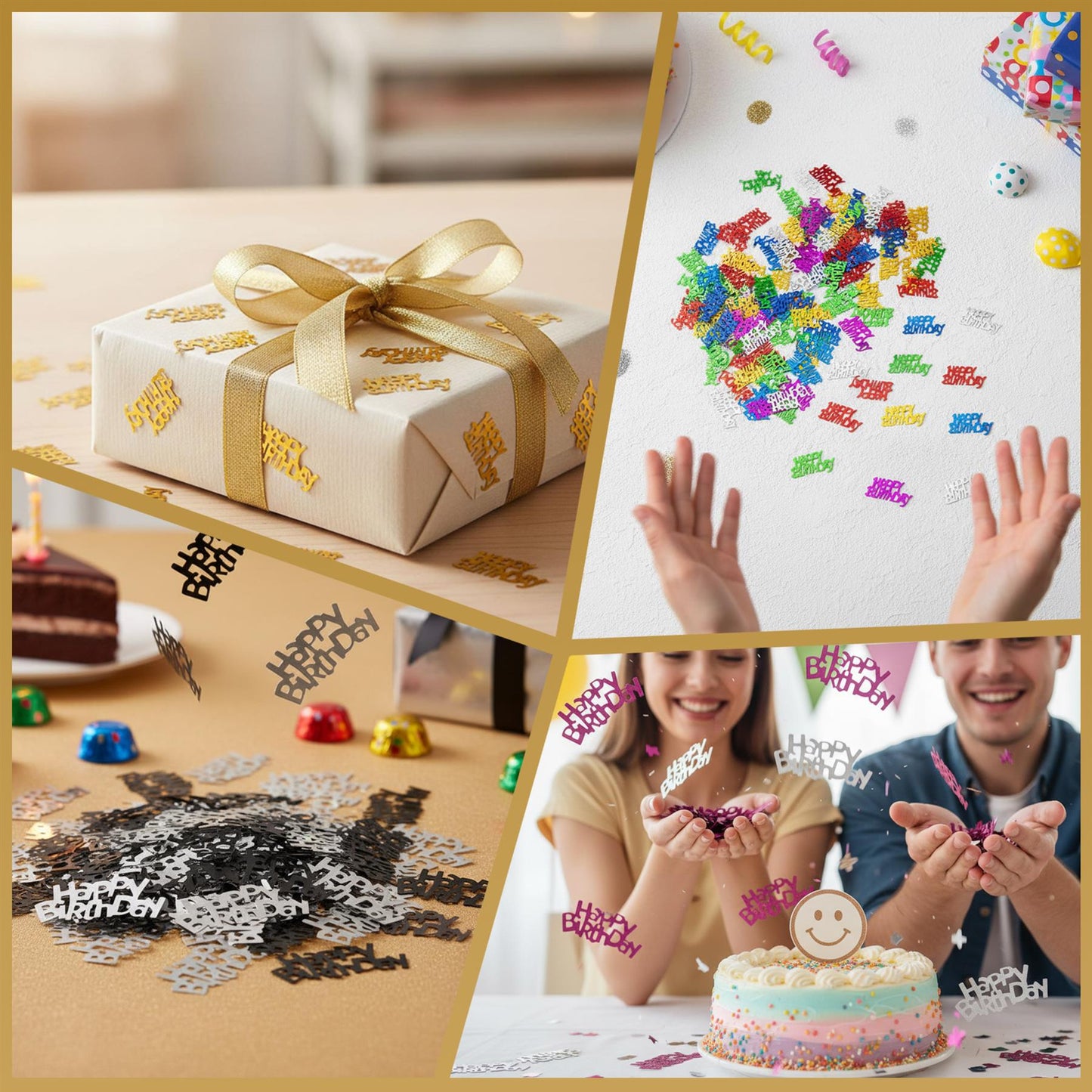 1 PK Happy Birthday Confetti Black & Silver, 14g