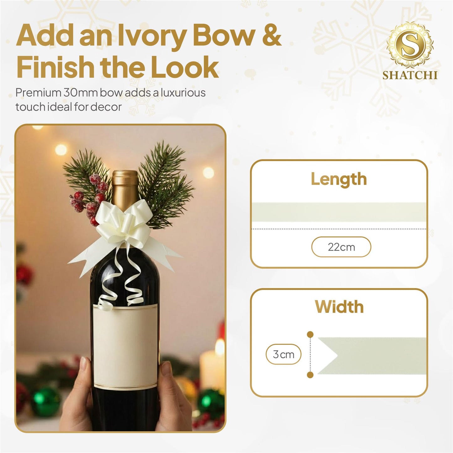 Shatchi 40pcs Ivory 30mm/3cm Pull Bows Gift Wrap & Hampers