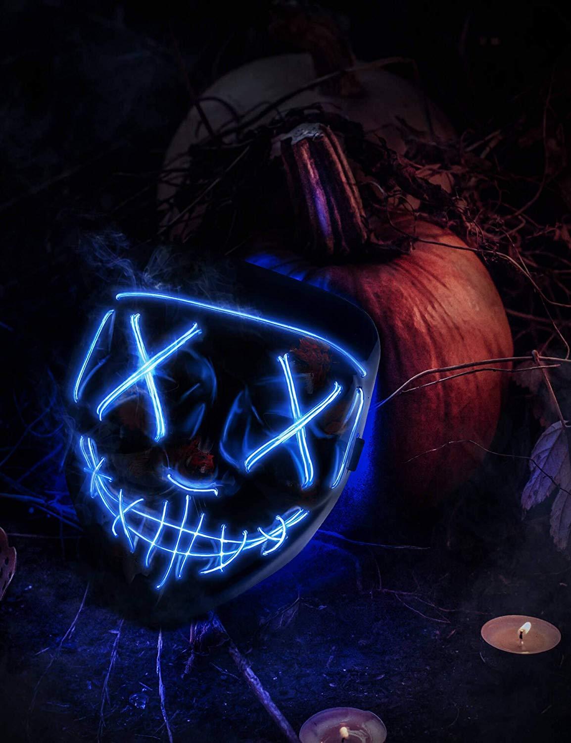 Blue Halloween Purge Mask with LEDs