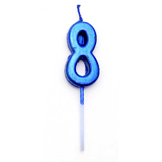 Blue Number 8 Candle