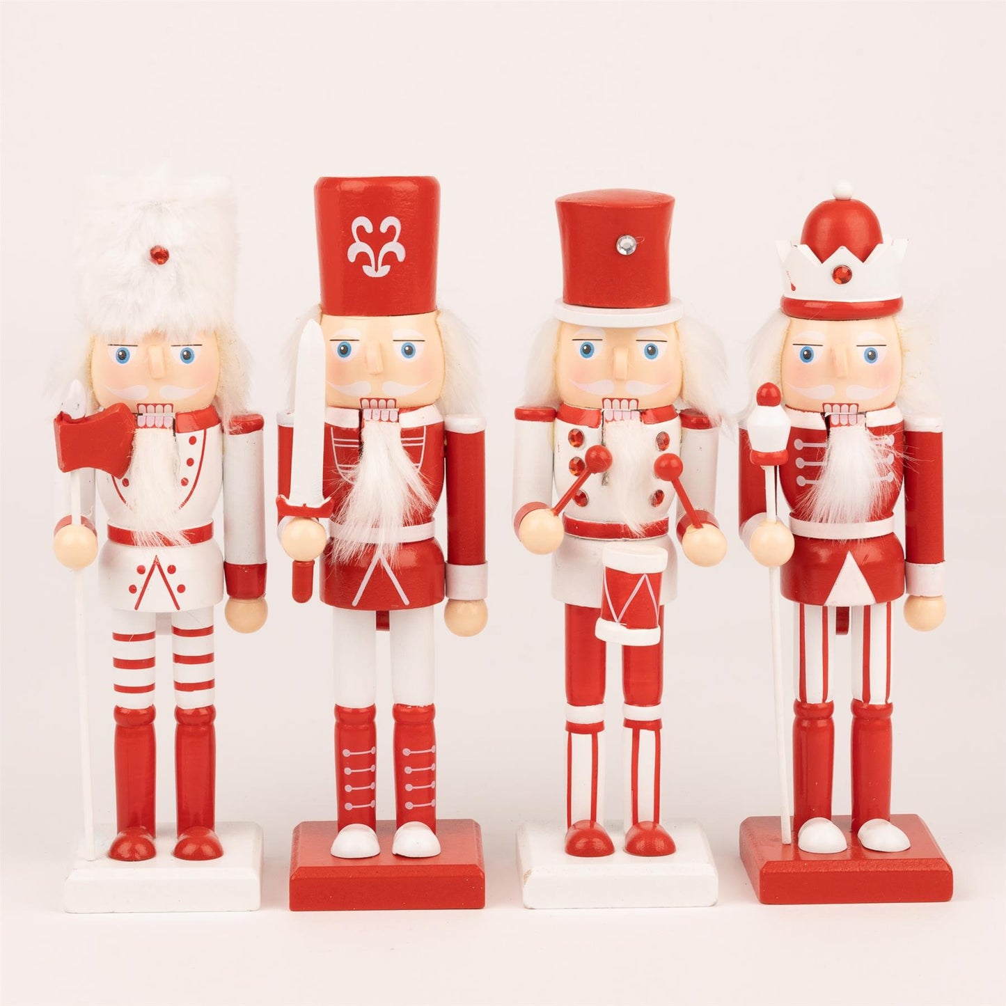 4 Red and White Nutcracker Figures (25cm)