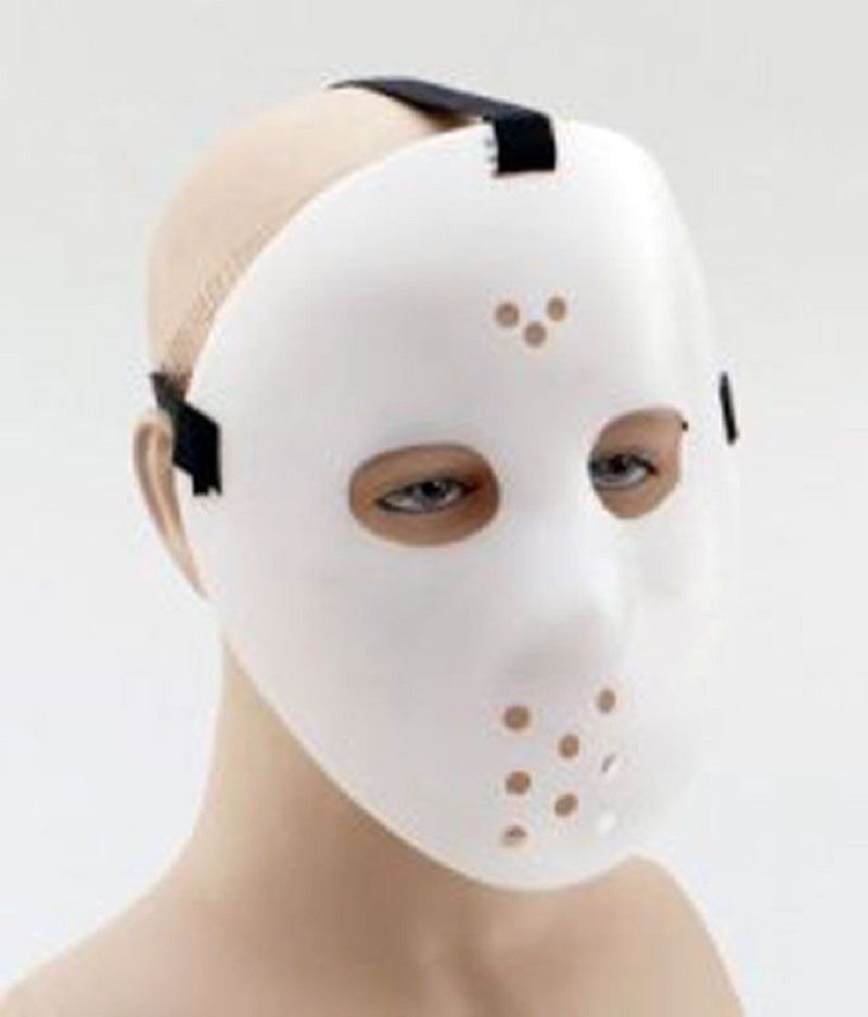 Unisex Adult Hockey Guy White Face Mask Halloween Costume with Elasticated Strap