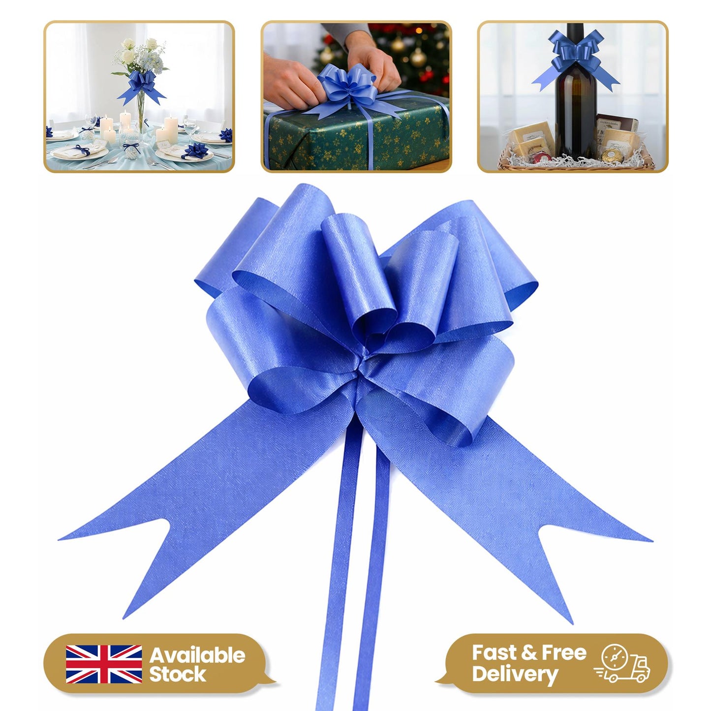 10 Navy Blue Pull Bows - 30mm