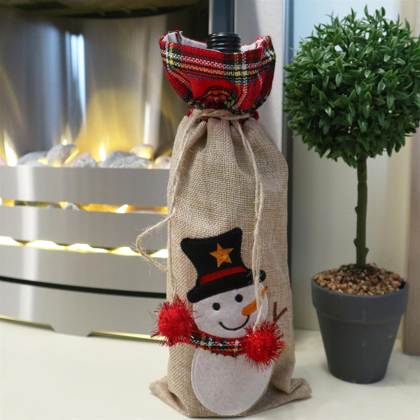 Christmas Snowman Wine Bottle Cover - 15x35cm