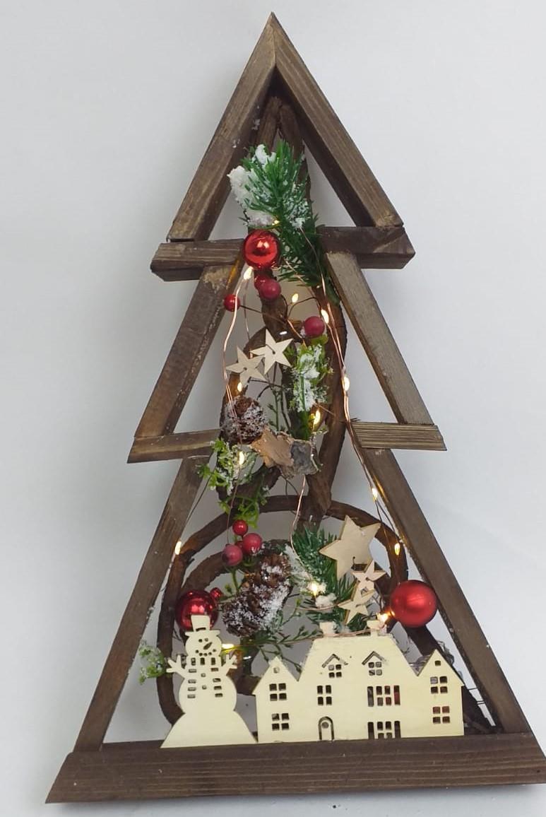 Battery-Operated Wooden Tree Frame - 39x27cm