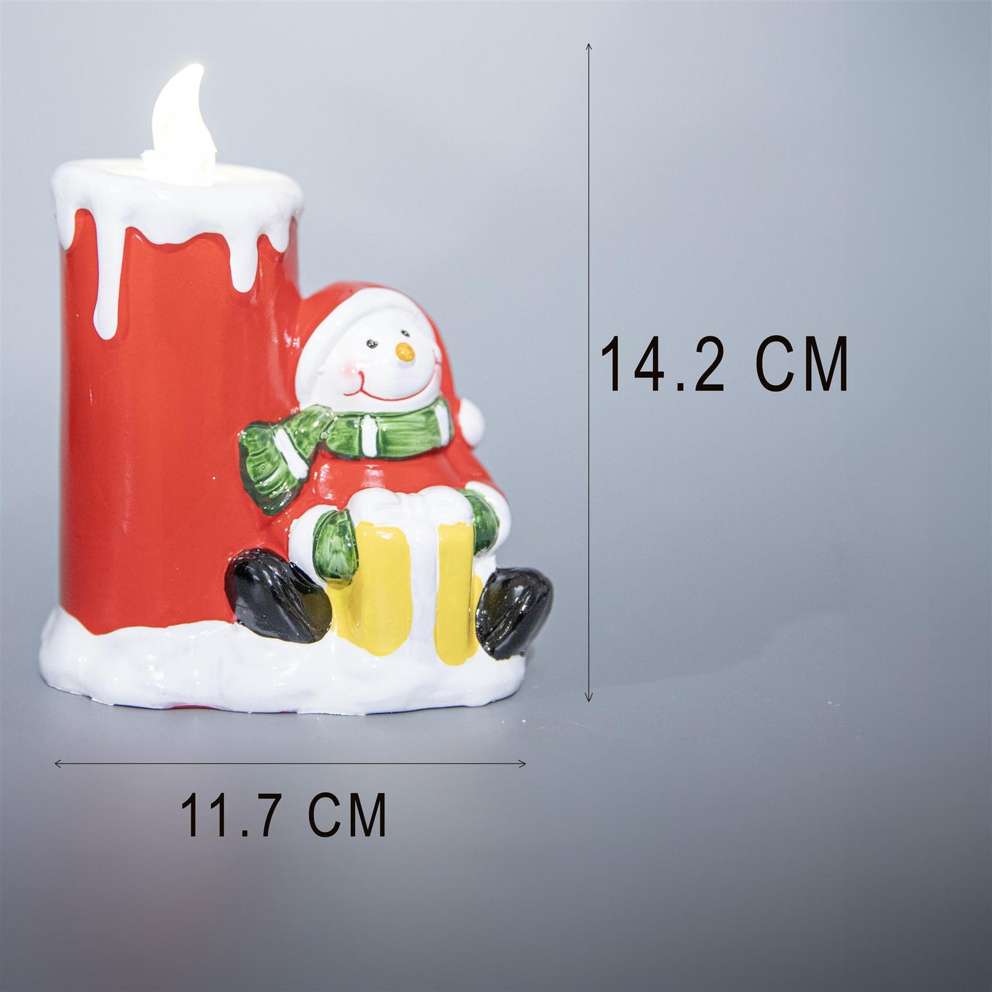 2 Pcs Assorted Santa & Snowman Resin Christmas Flameless LED Candles - Battery Operated 11.76.514.2cm