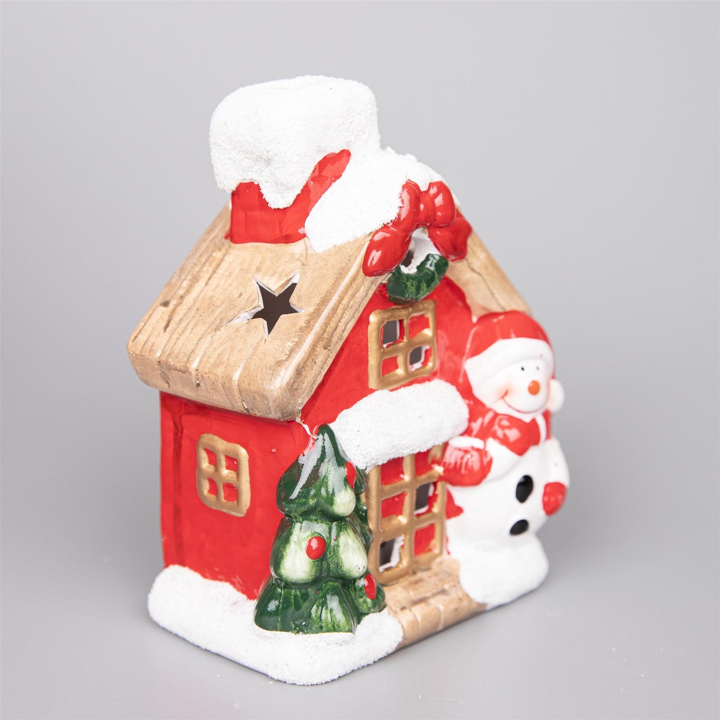 2 Snowman Light Up Houses