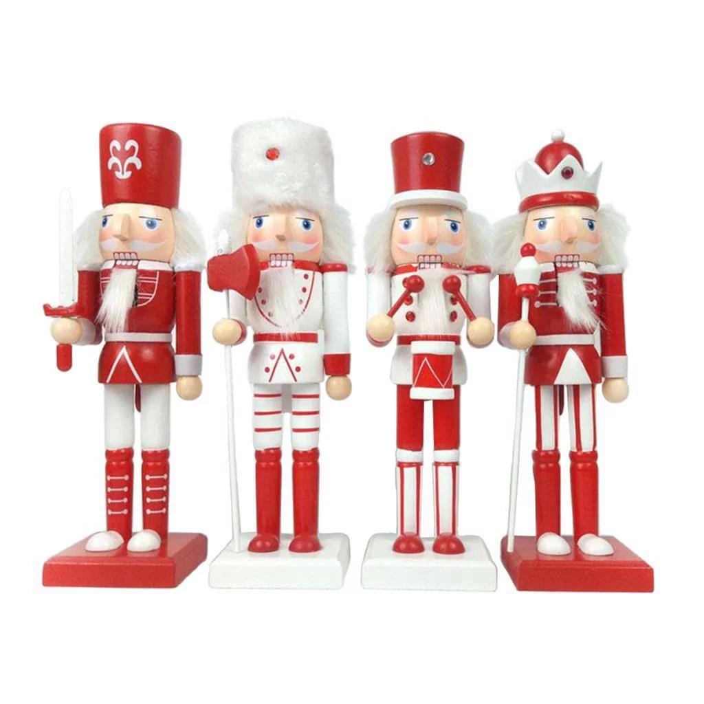 4 Red and White Nutcracker Figures (25cm)