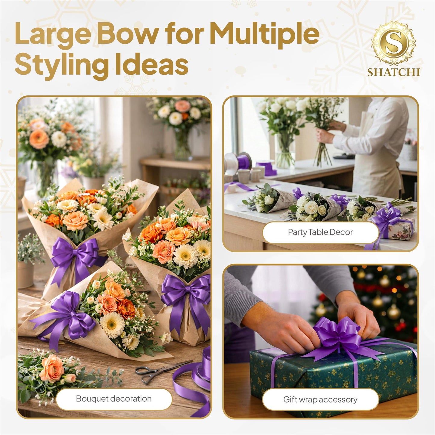 Shatchi 60pcs Purple 30mm/3cm Pull Bows Gift Wrap & Hampers