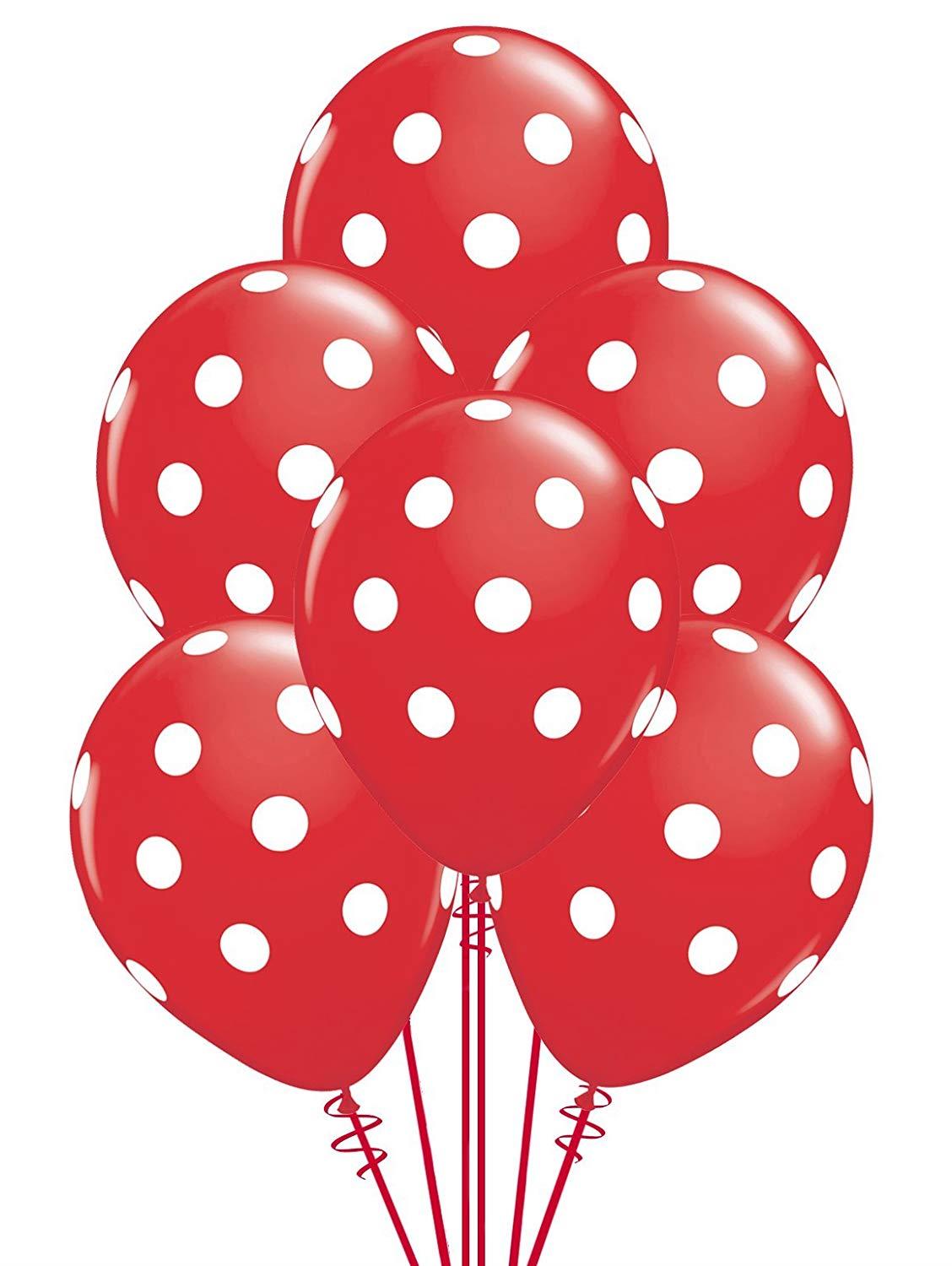 6 Red Polka Dot Balloons (12")