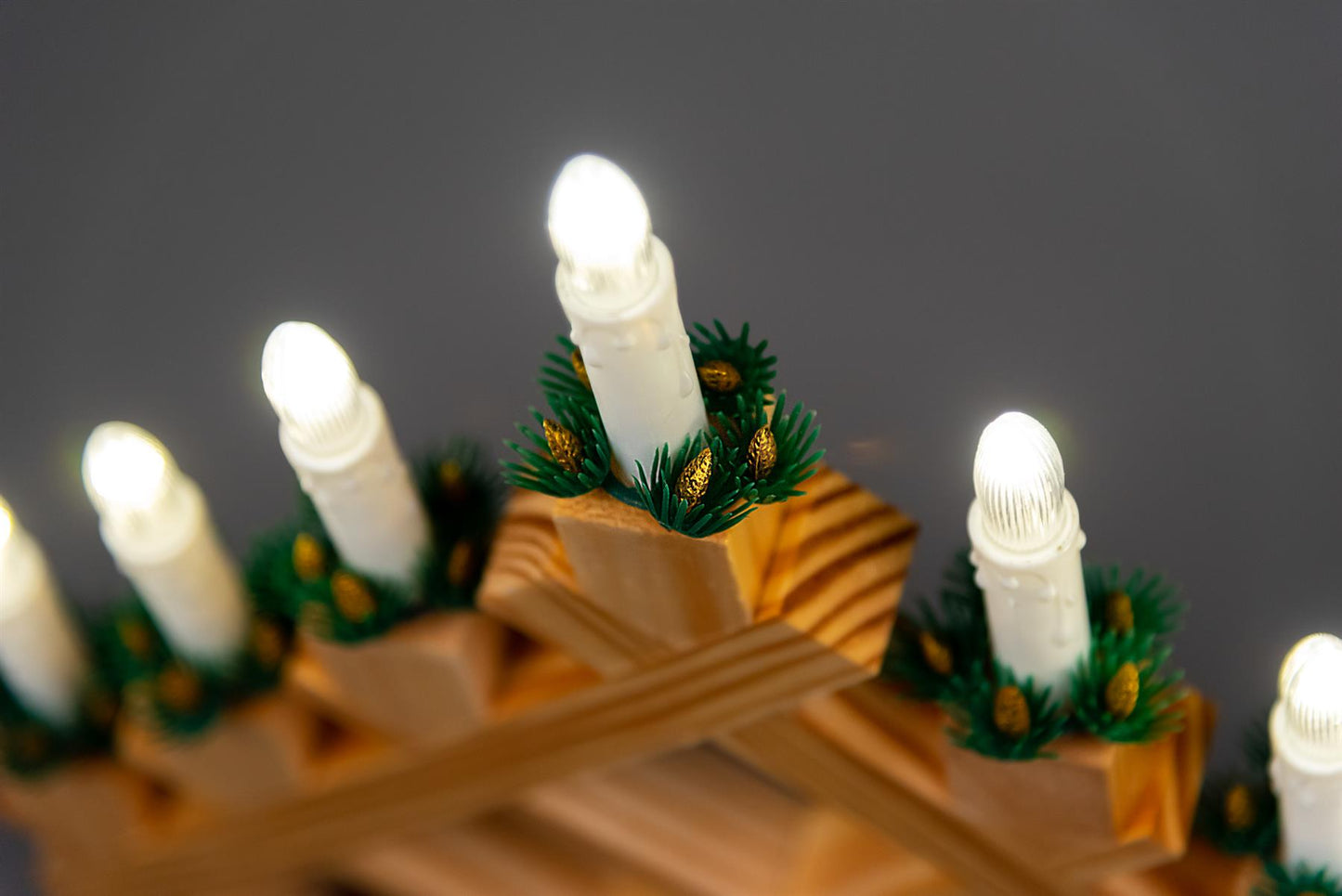 Wooden Candle Bridge Light - 7 Bulb