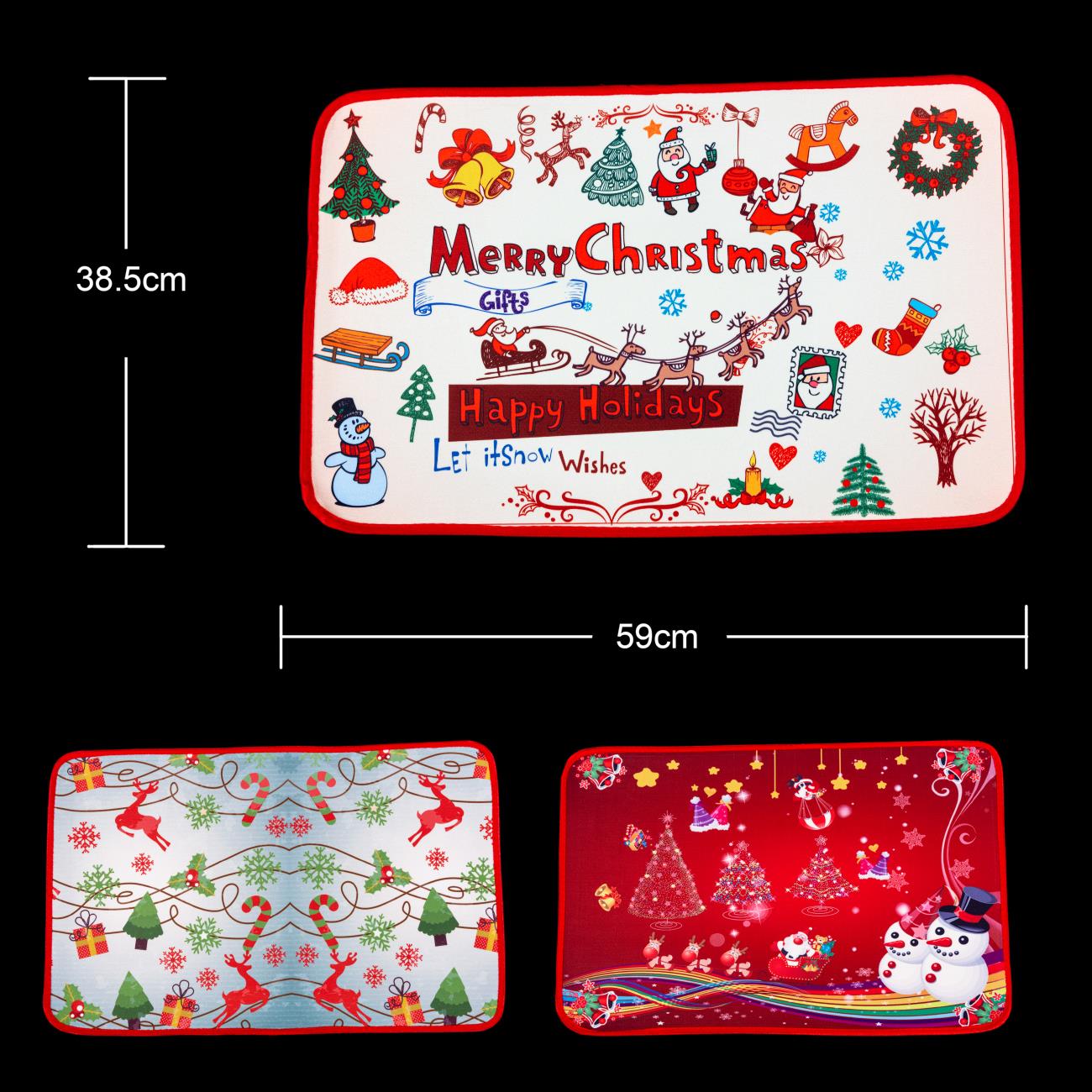 Christmas Door Mat, Assorted Santa