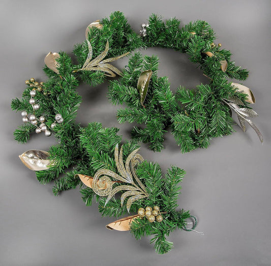 2m Garland with Champagne and Silver Decoration