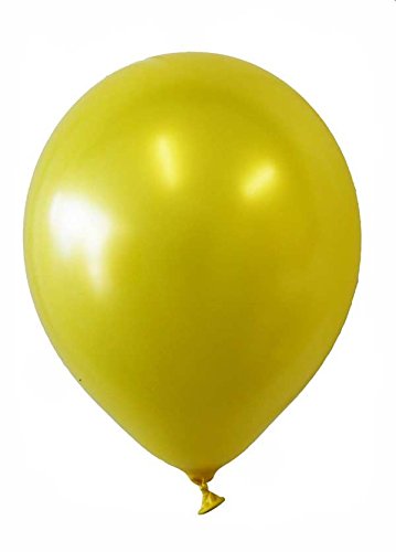 SHATCHI 12" Standard Latex Air/Helium Metallic Yellow birthday Wedding Party Balloons Plain 5 Pcs