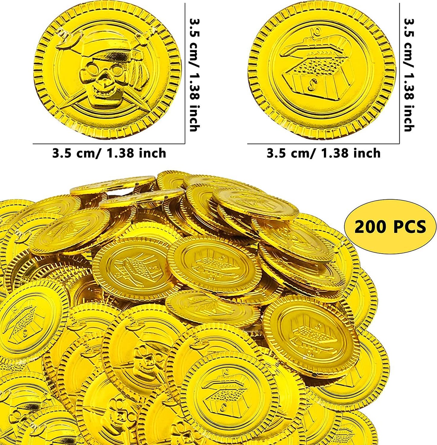 100 x Novelty Gold Coins - Pirate Party Jewelry Fancy Dress Treasure Prop Favor Toy