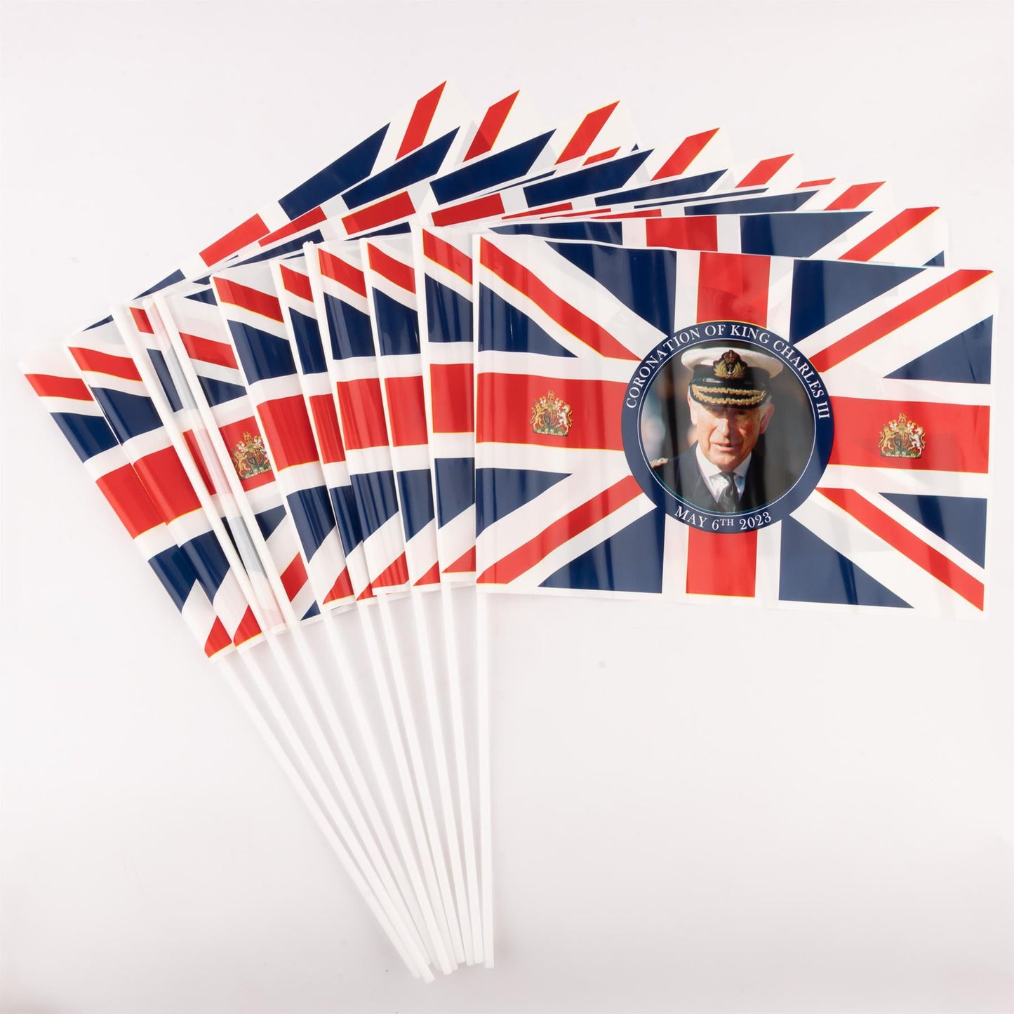 10pcs PVC Hand Waving Flags Union Jack King Charles III Coronation Mini Flags